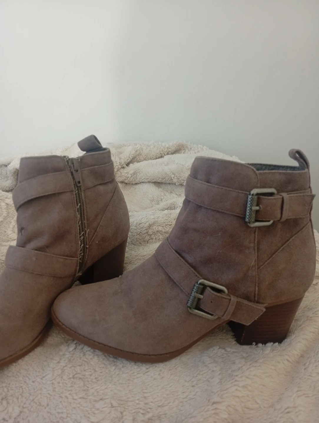 Brown Suede Buckle Ankle Boots - photo 2