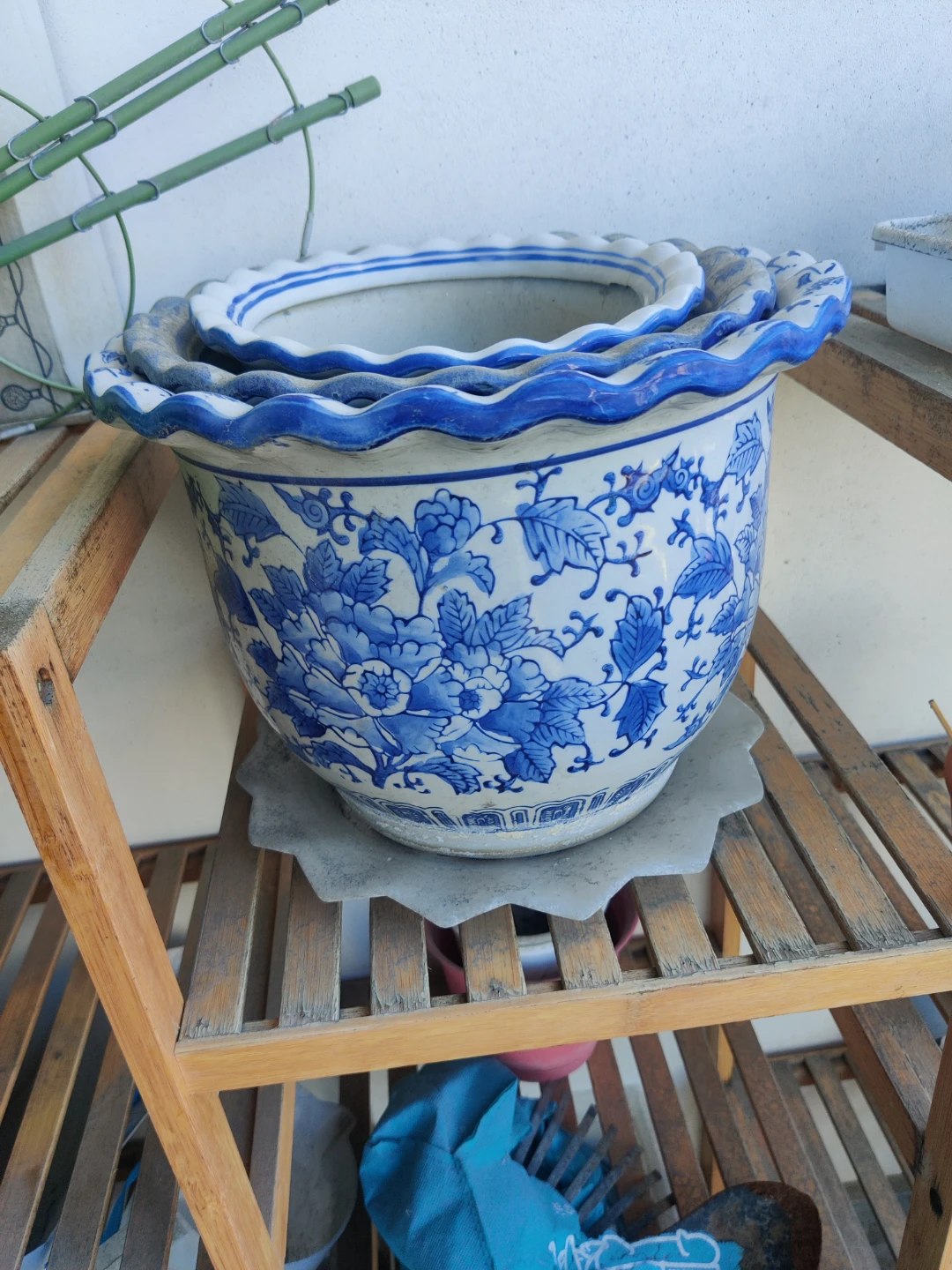 Blue and White Floral Ceramic Planters (Set of 2) - photo 2