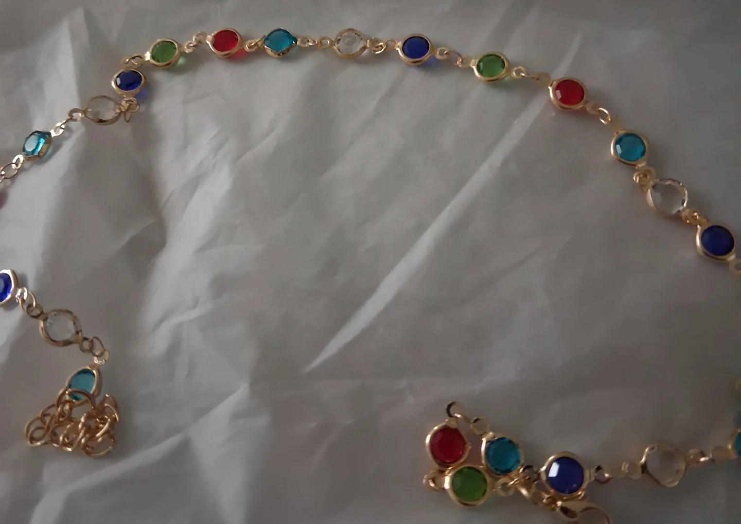 Silver Tone Ring with Purple Stone and Colourful Beaded Necklace - photo 5