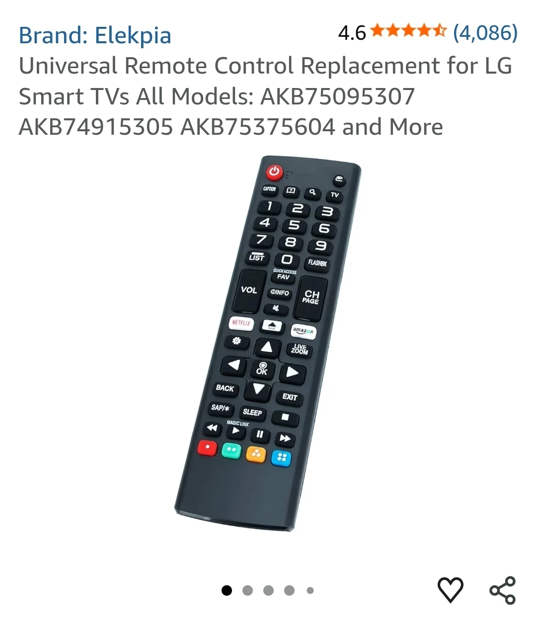 Universal Remote Control for LG Smart TVs