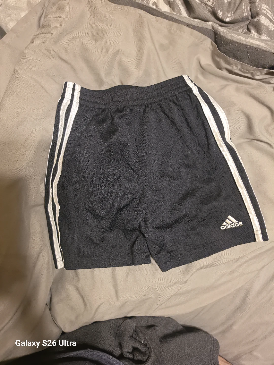 Adidas Black Shorts with White Stripes