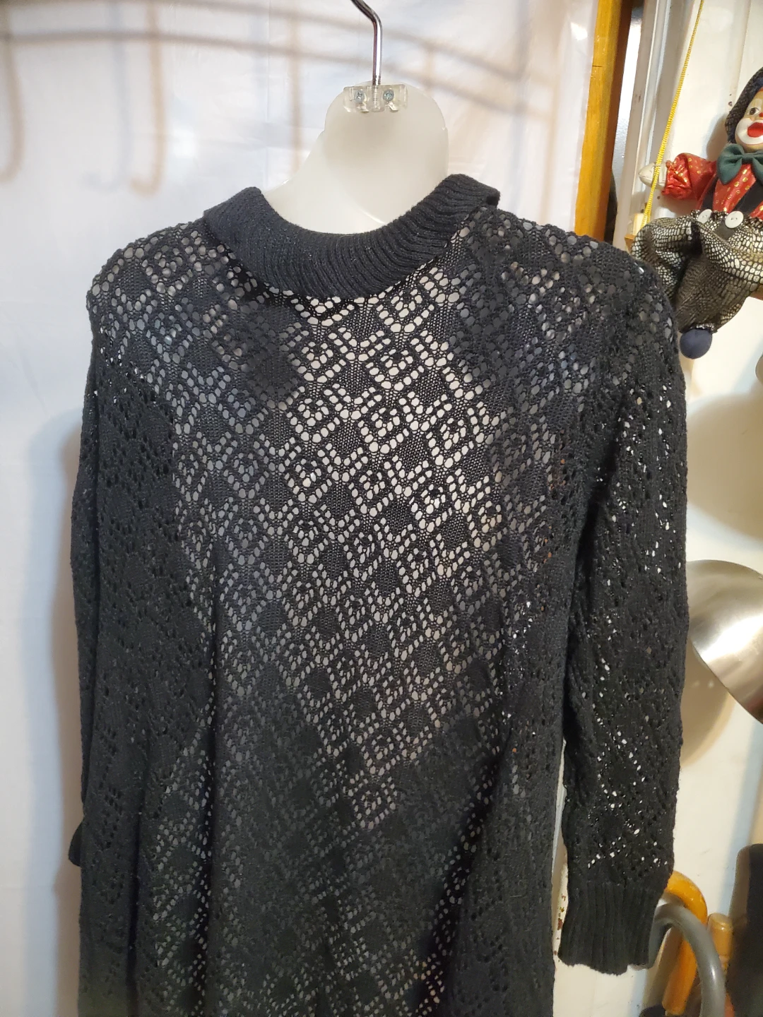 Pout Black Crochet Knit Cardigan Sweater XL - photo 4