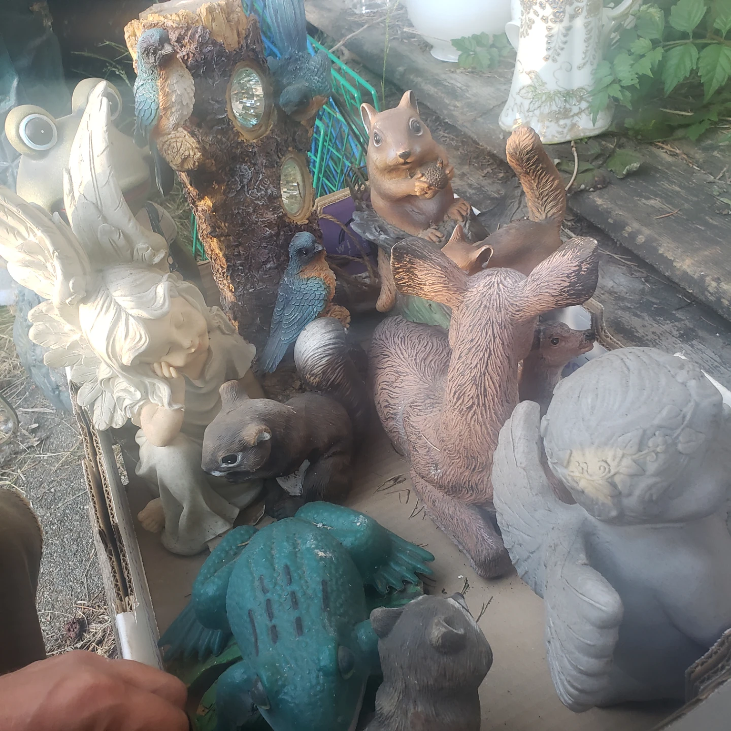 Assorted Garden Statues - Angel, Squirrel, Frog, Birds, Deer