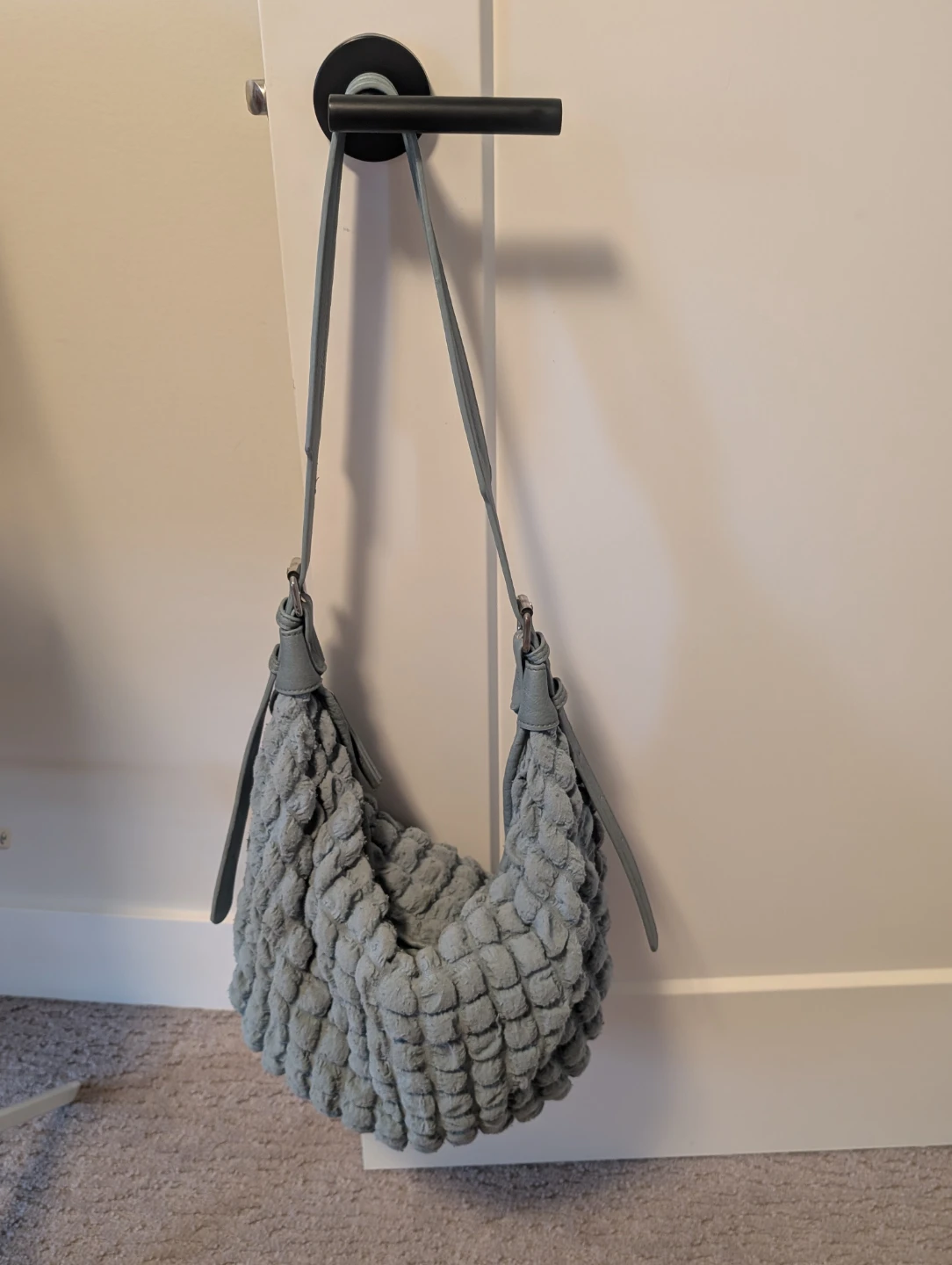 Light Blue Textured Shoulder Bag