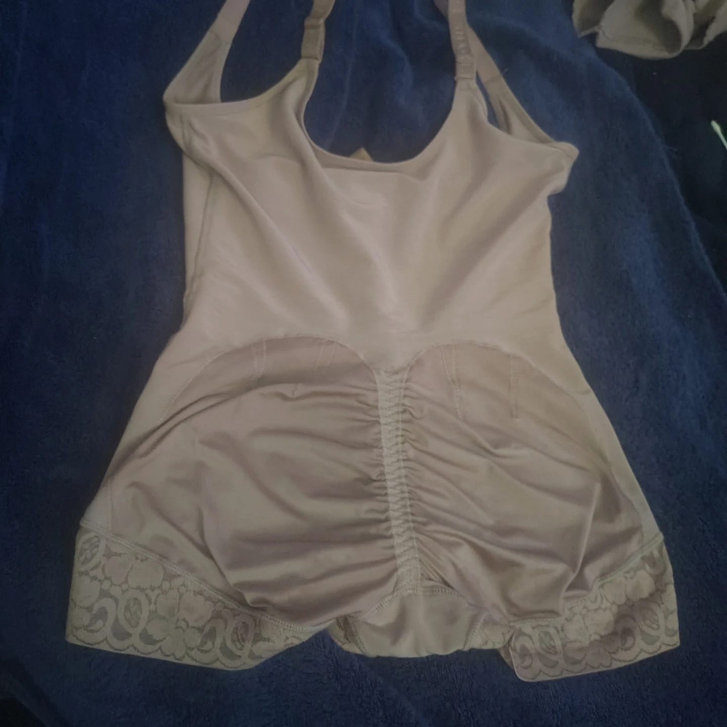 Nude Bodysuit with Zipper and Lace Trim - photo 4