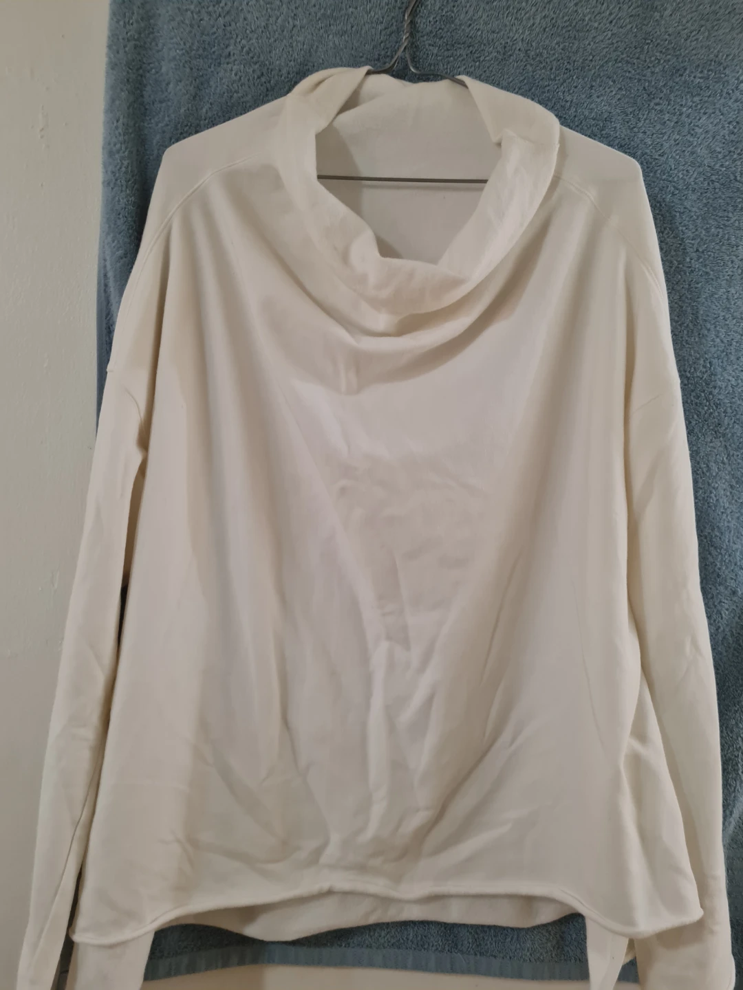 White Cowl Neck Long Sleeve Top
