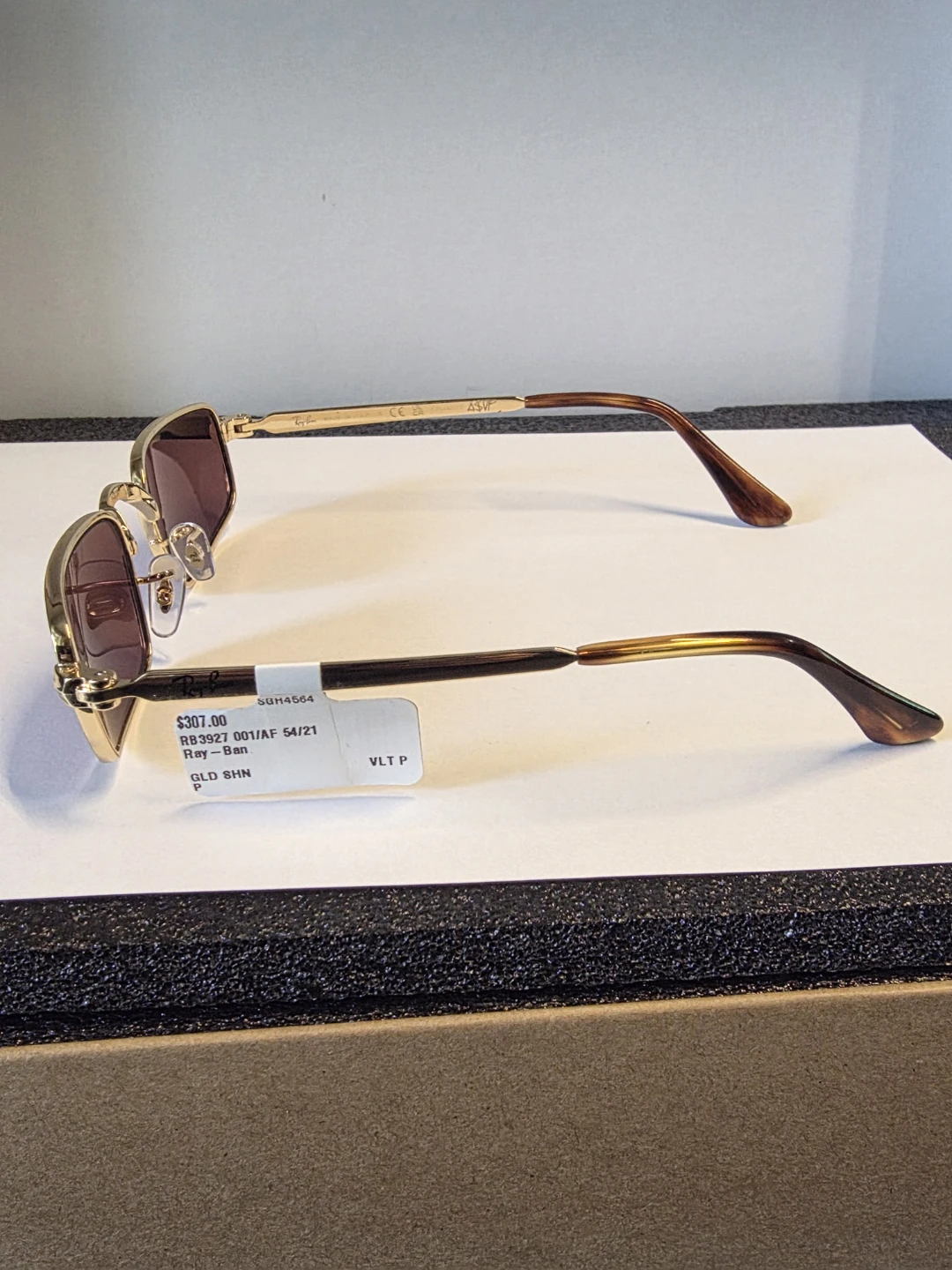 Ray-Ban Rectangular Sunglasses Gold Brown Lenses - photo 2