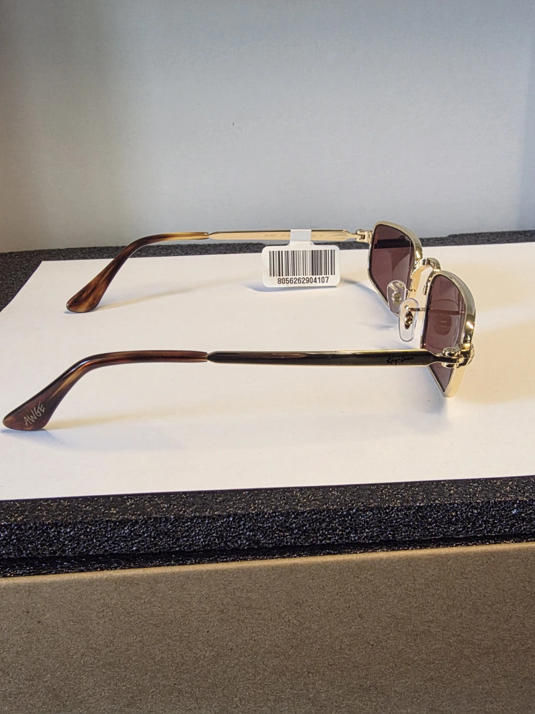 Ray-Ban Rectangular Sunglasses Gold Brown Lenses - photo 3