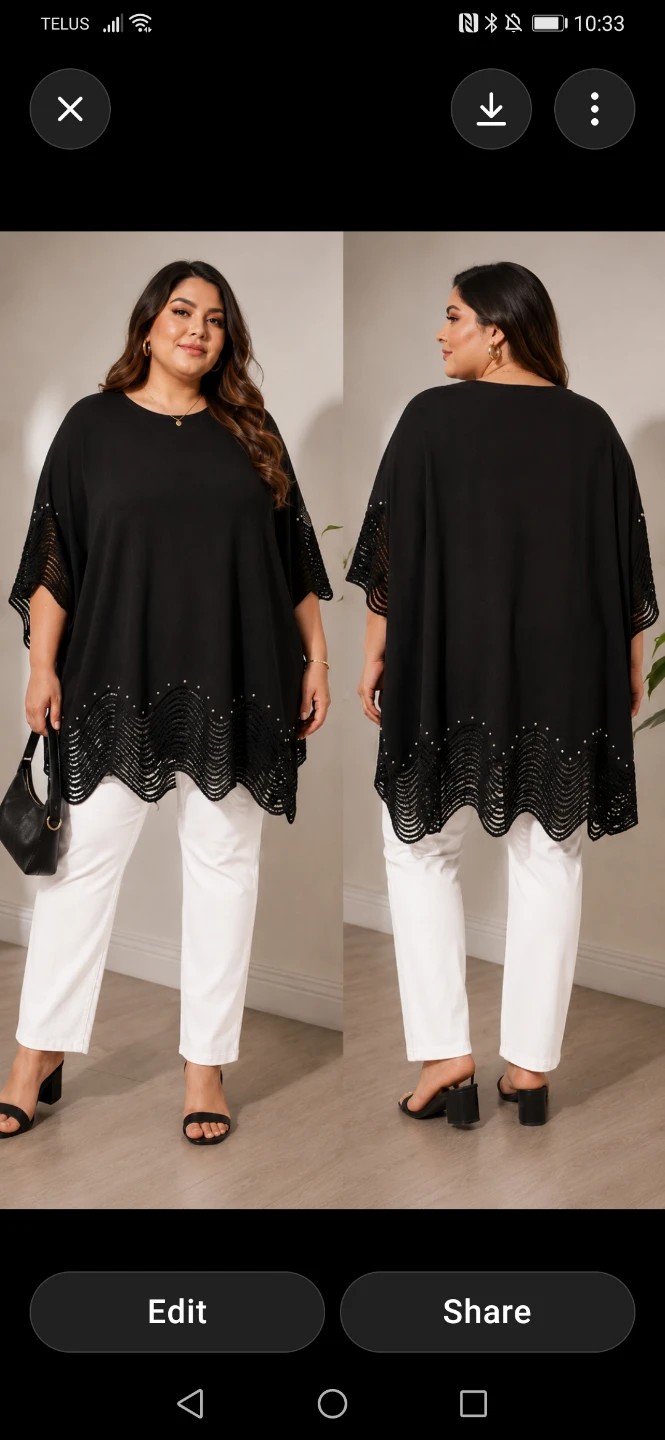Kate hewko one size Black Embellished Tunic Top