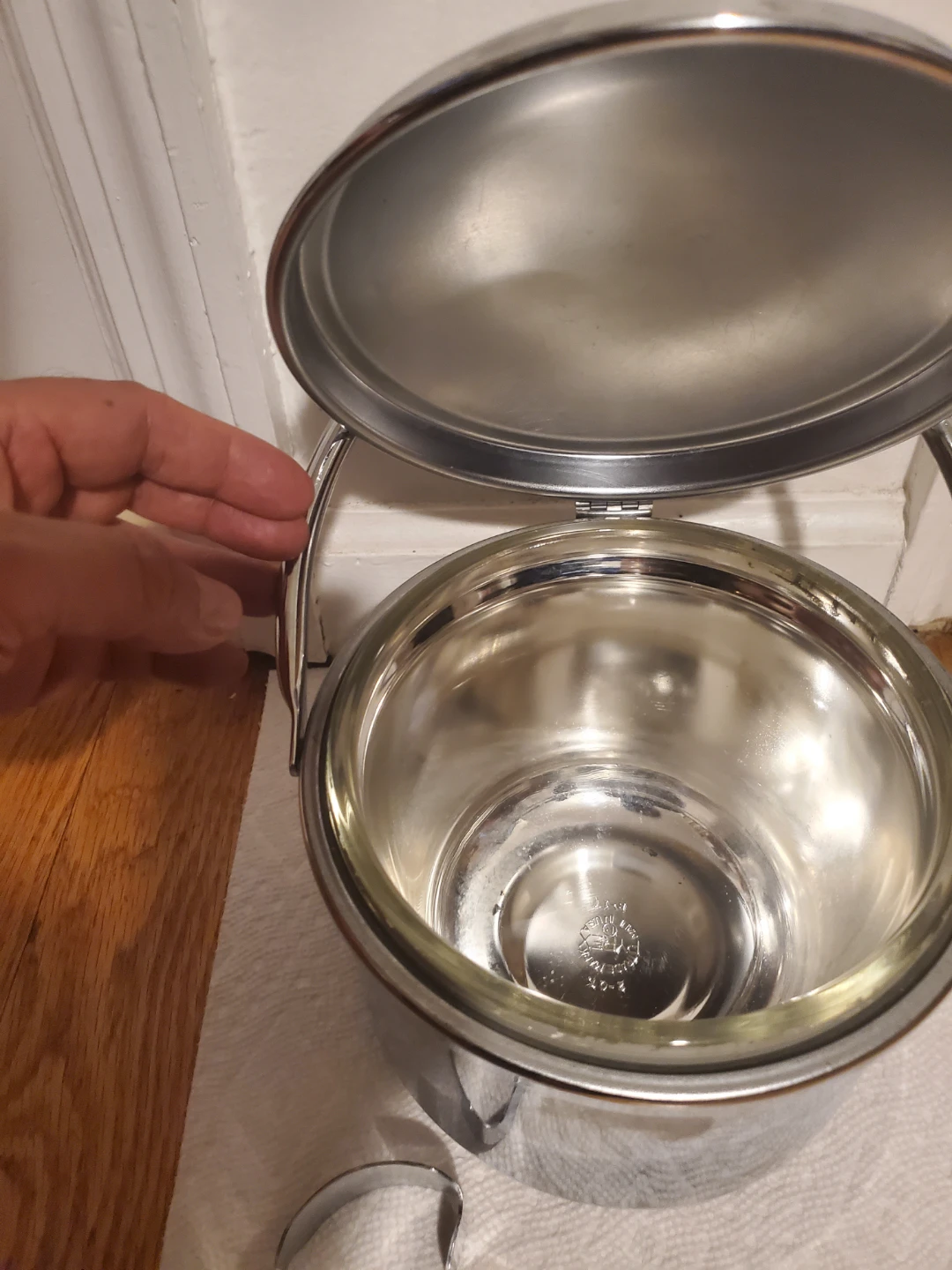 Vintage Silver Tone Ice Bucket with Tongs - photo 2