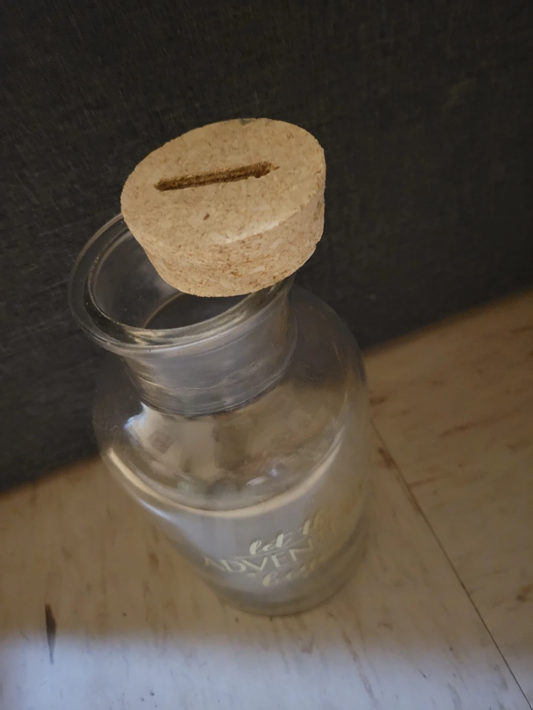 ⚽️"Let the Adventure Begin"  glass savings jar with Cork Stopper - photo 2