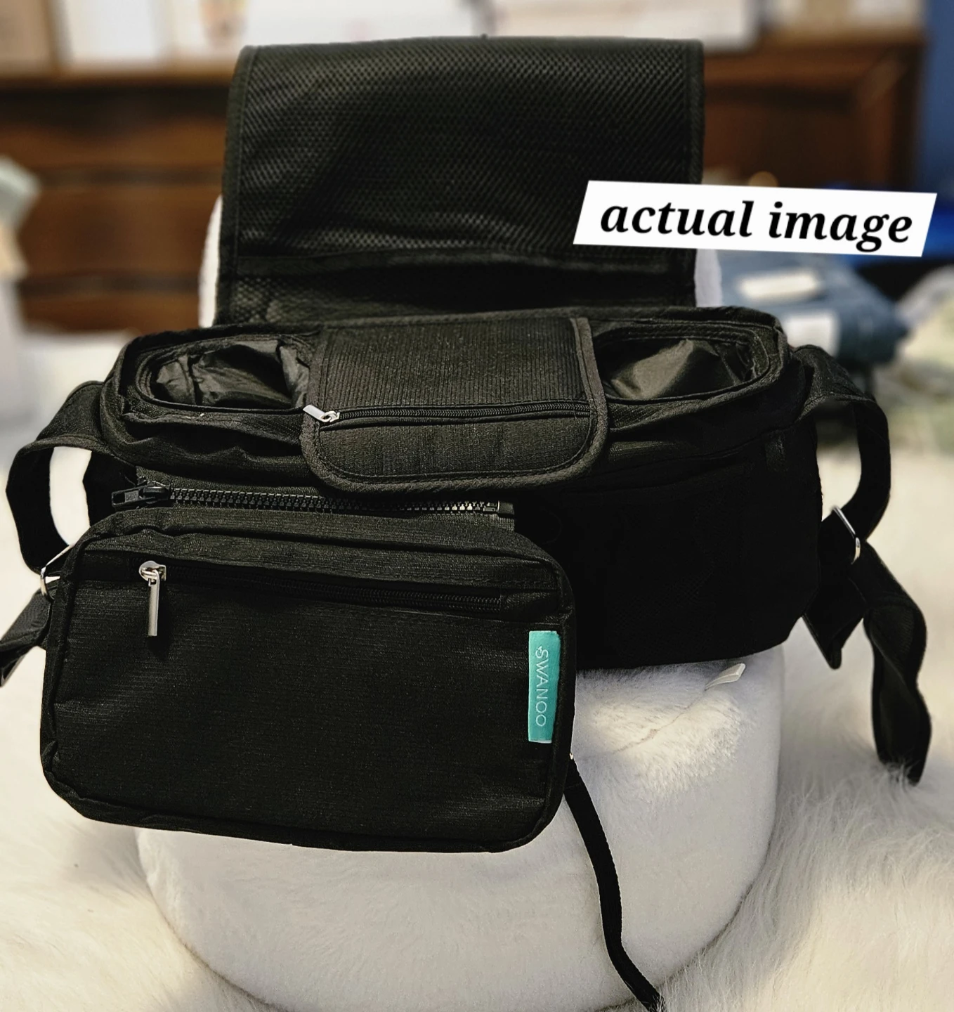 SWANOO Stroller Organizer with Insulated Cup Holders & Mirror - photo 2