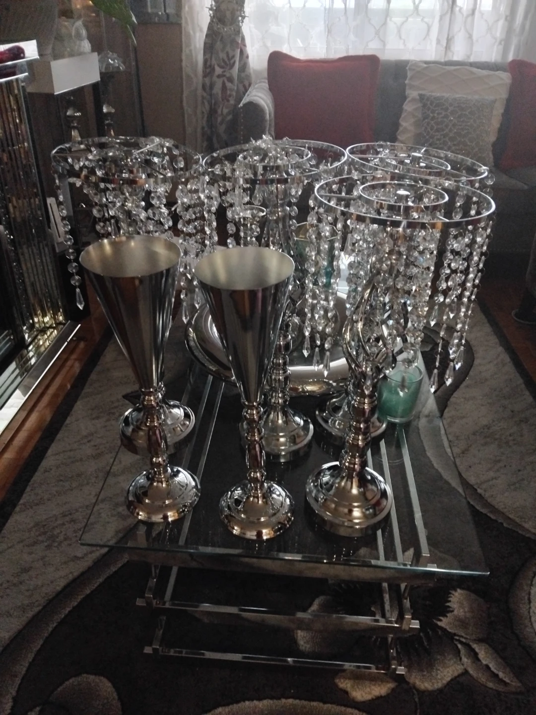 Set of 5 Artificial Flower Arrangements with Vases