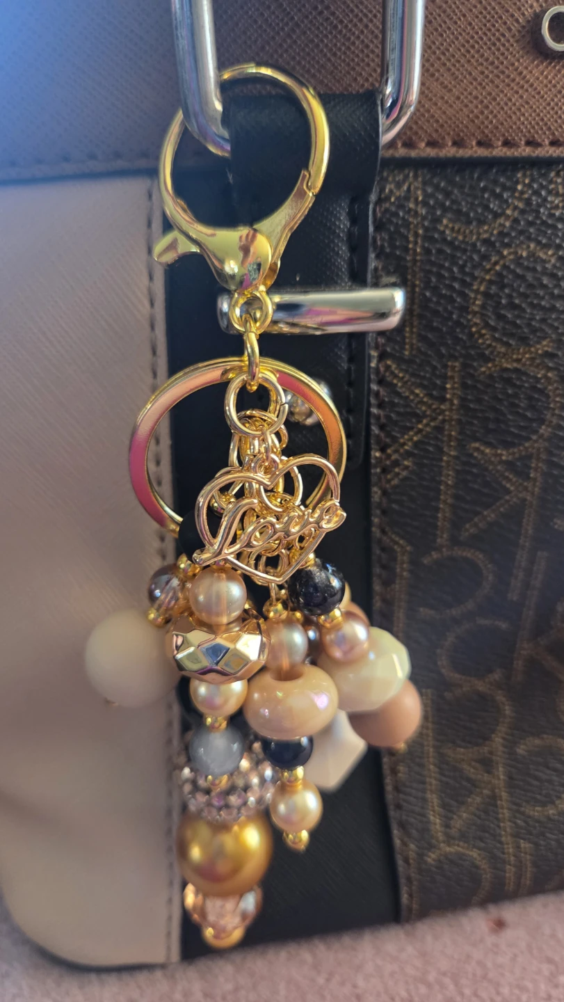 Beaded Keychain Charm with "Love" Pendant - photo 2
