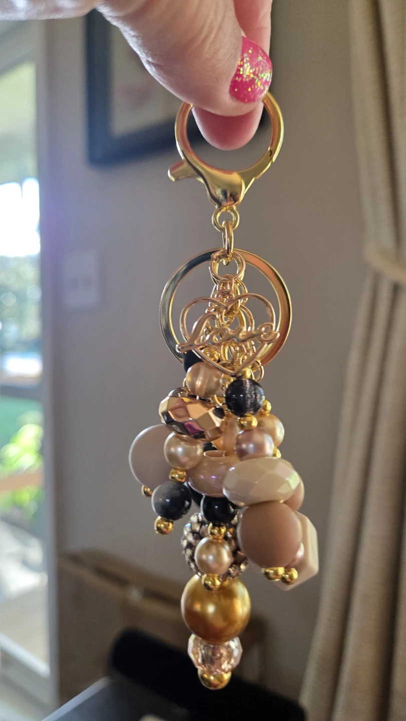 Beaded Keychain Charm with "Love" Pendant - photo 3