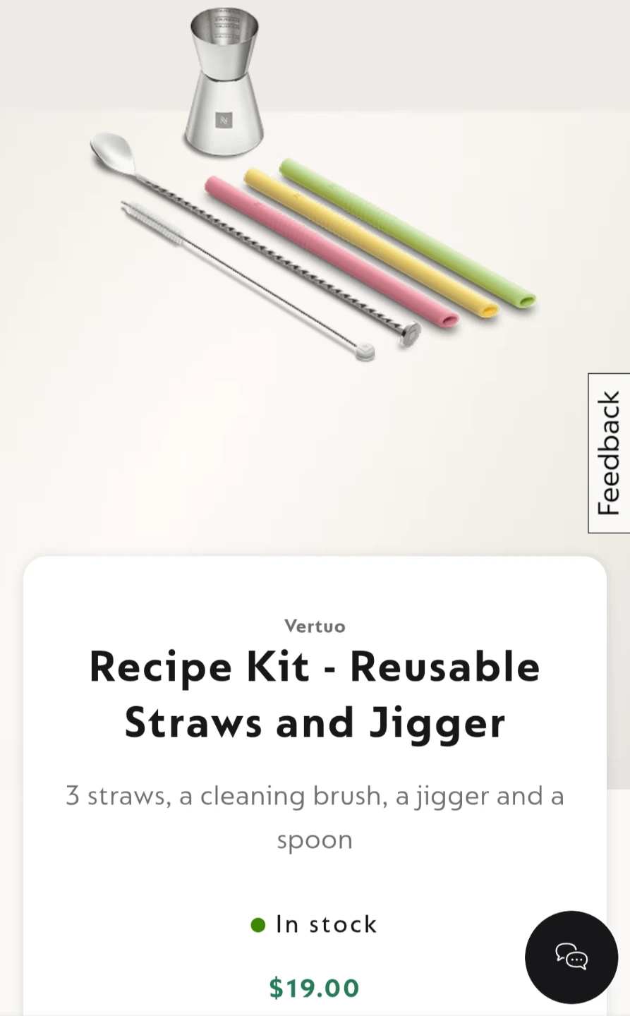 Brand New Nespresso Recipe Kit - Reusable Straws and Jigger