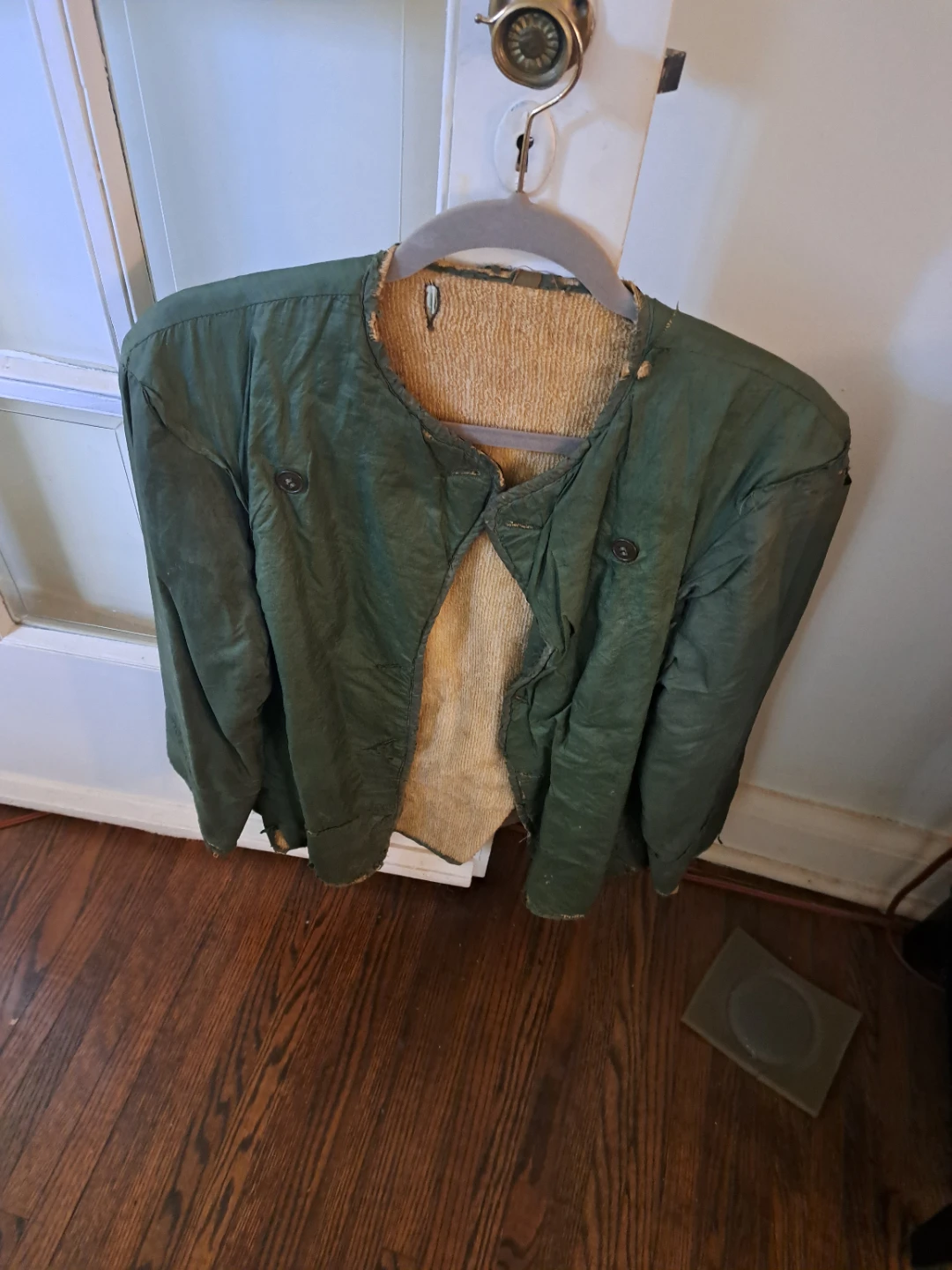 Olive Green Vintage Military Style Jacket and Pants Set - photo 3