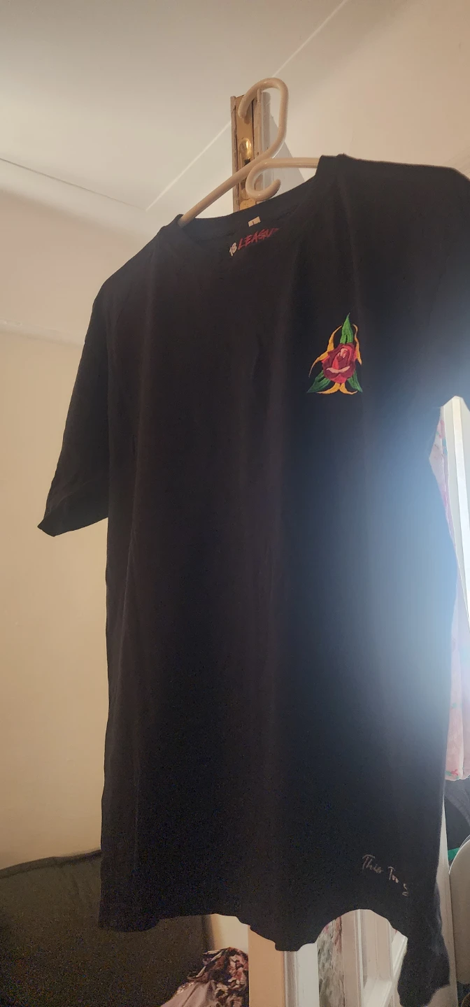 Black T-Shirt with Rose Graphic
