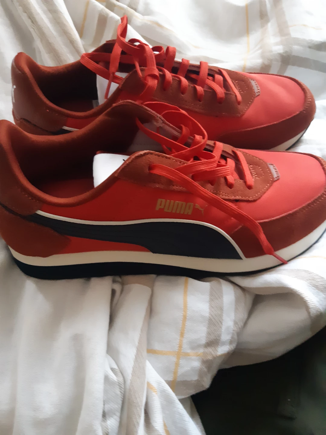 Puma Red Suede and Nylon Running Shoes