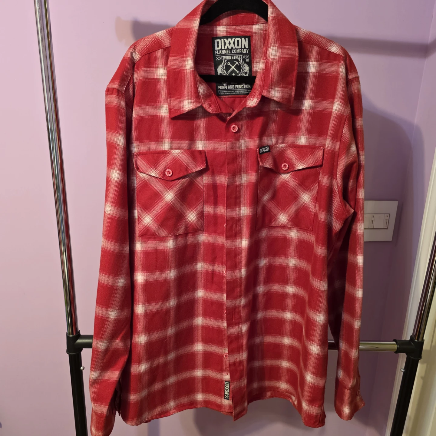 DIXXON Flannel Red Plaid Long Sleeve Shirt