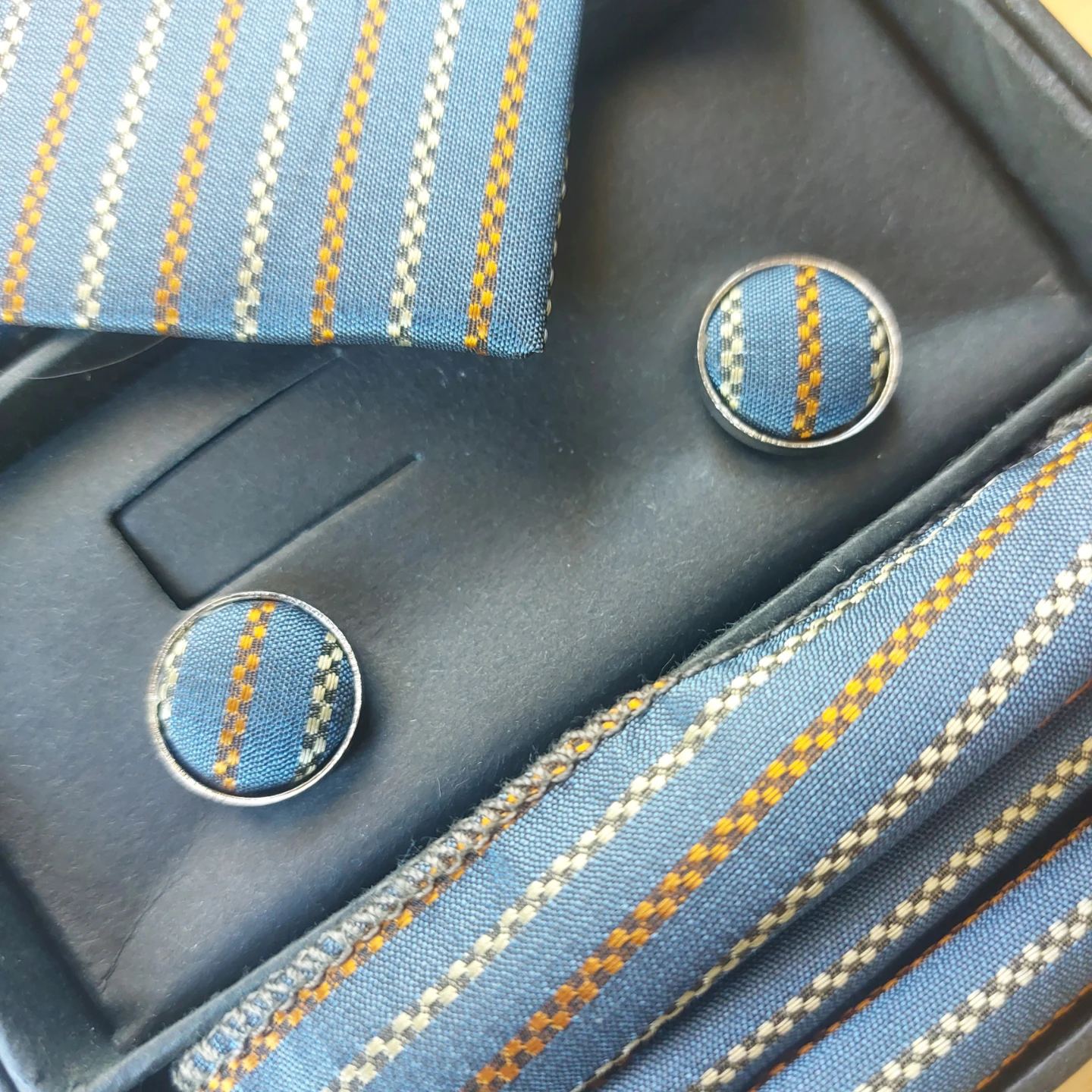 Men's Silk Tie, Cufflinks & Handkerchief Blue - photo 3