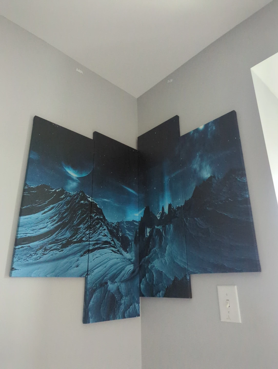 Canvas Wall Art Set - Mountain & Planet Landscape