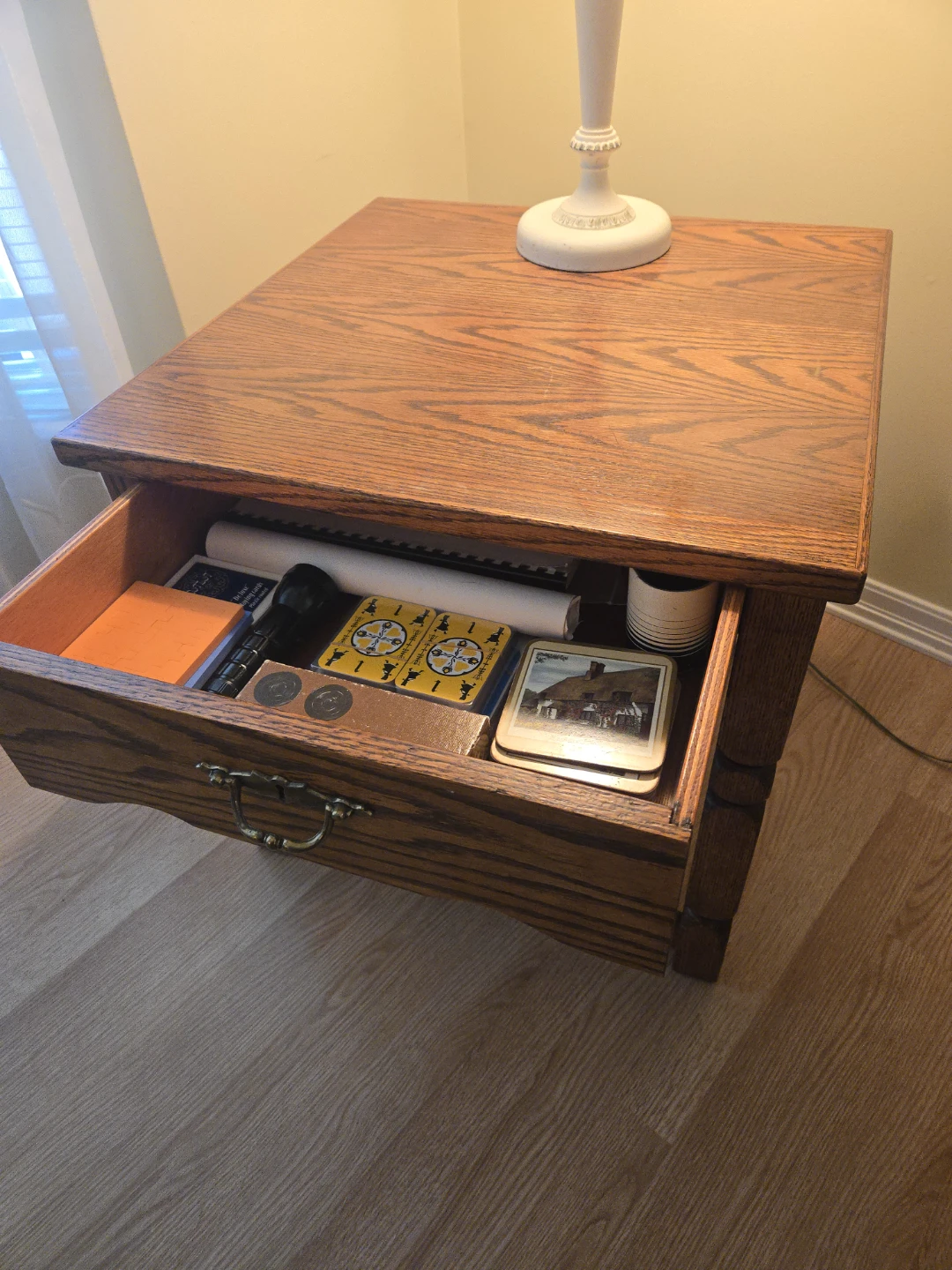 Wooden End Table with Drawer - photo 5