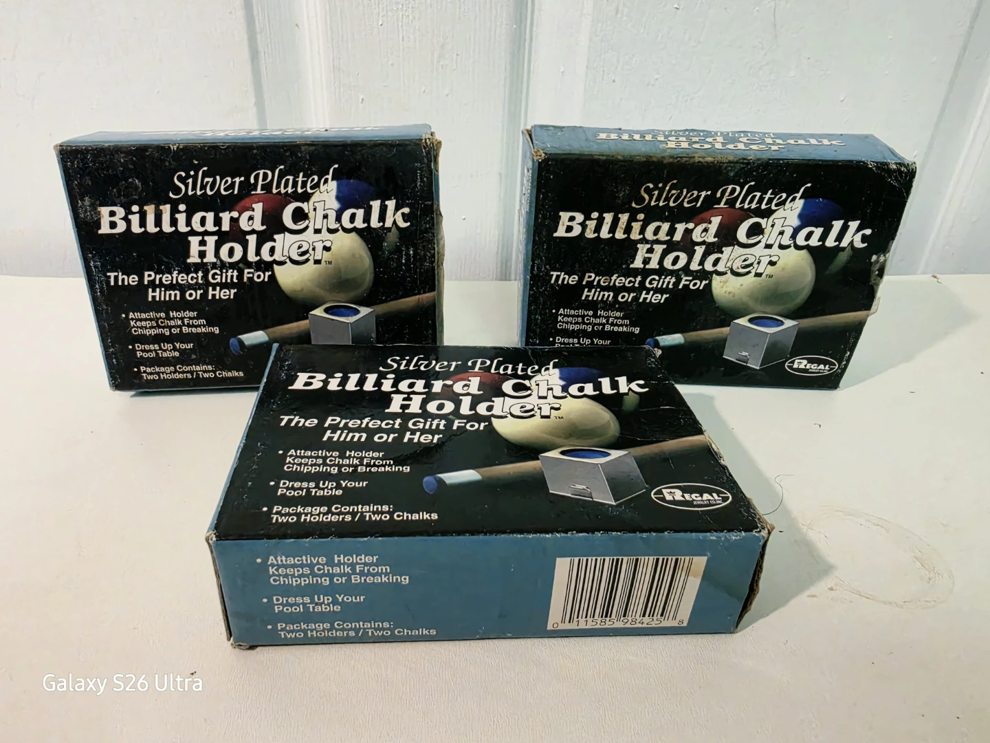 REGAL Silver Plated Billiard Chalk Holder Set - photo 2