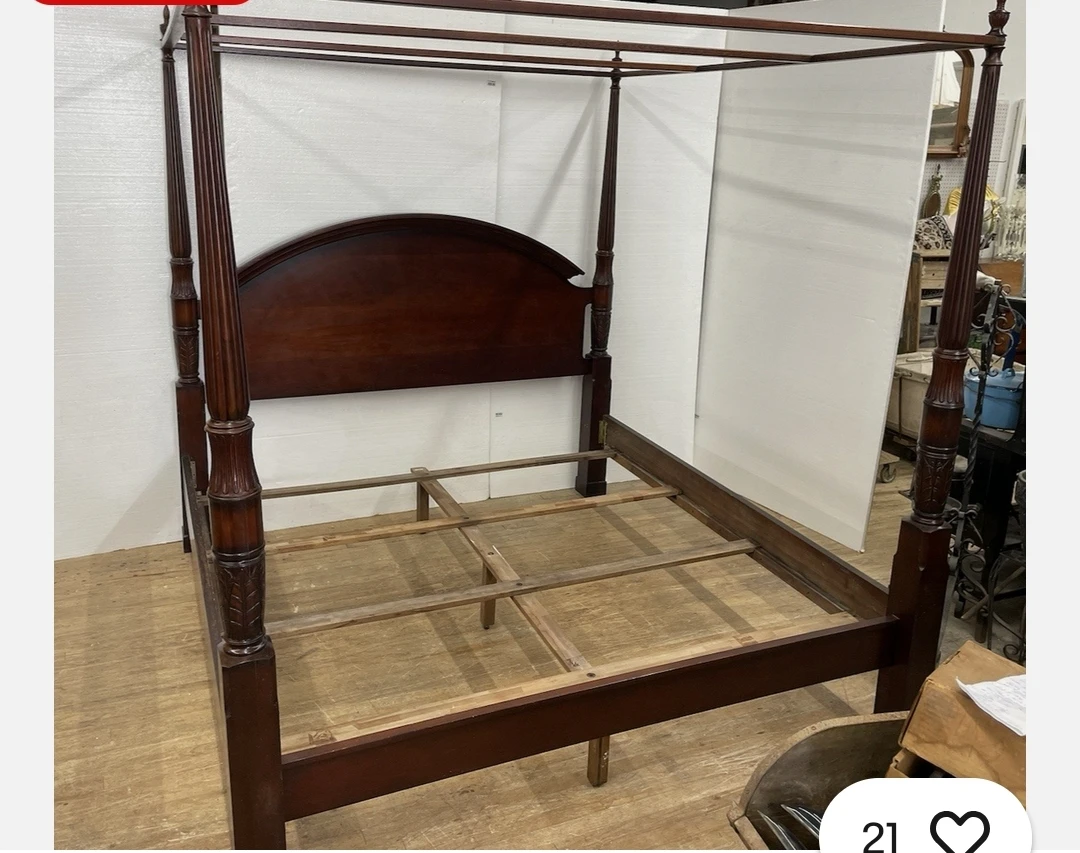 Dark Wood Canopy Bed Frame