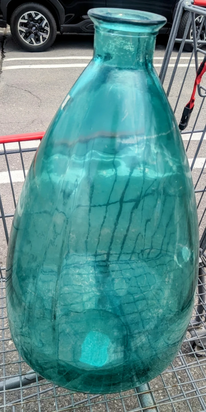 Large Teal Glass Carboy Bottle