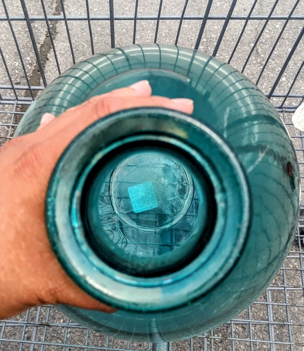 Large Teal Glass Carboy Bottle - photo 2