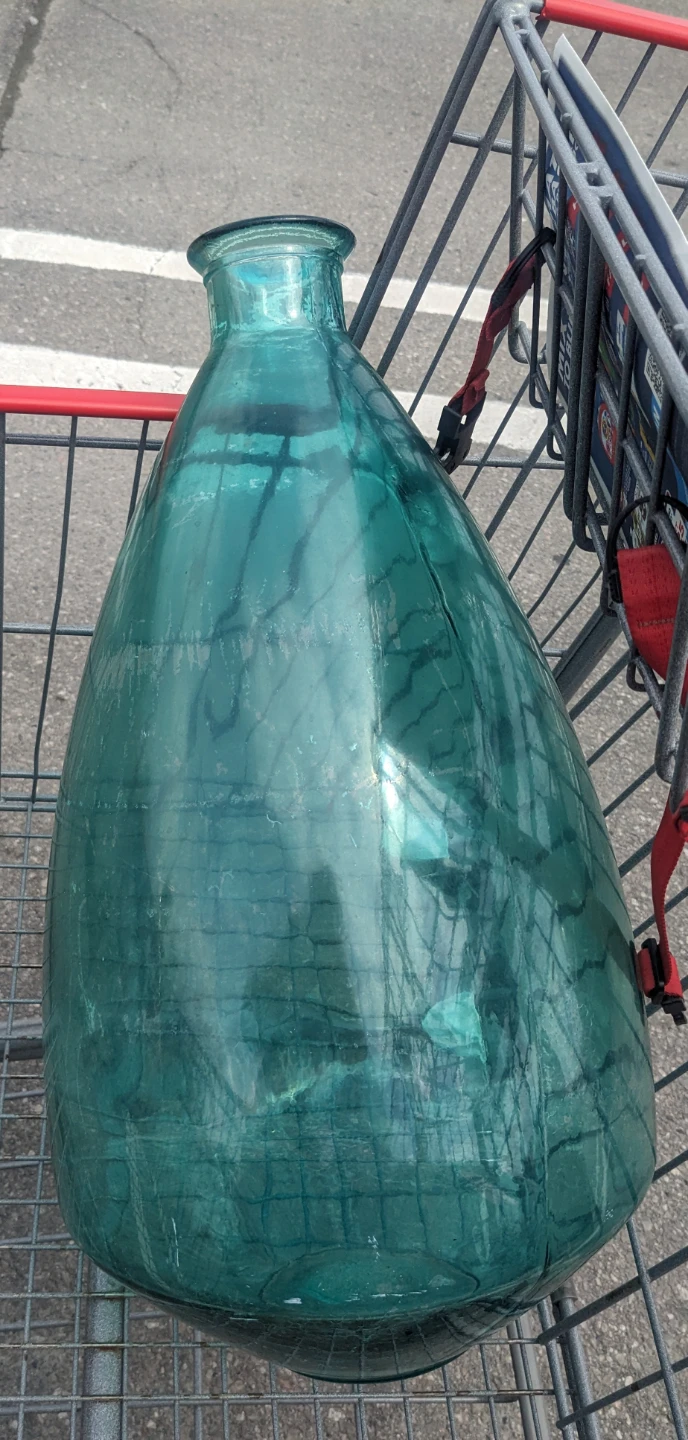 Large Teal Glass Carboy Bottle - photo 3