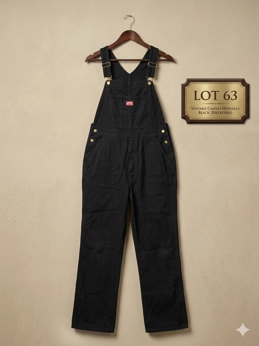 Vintage Buckeye Black Cotton Canvas Bib Overalls (Size 34)
