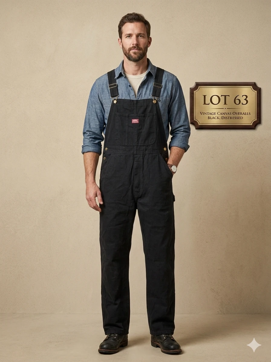 Vintage Buckeye Black Cotton Canvas Bib Overalls (Size 34) - photo 2
