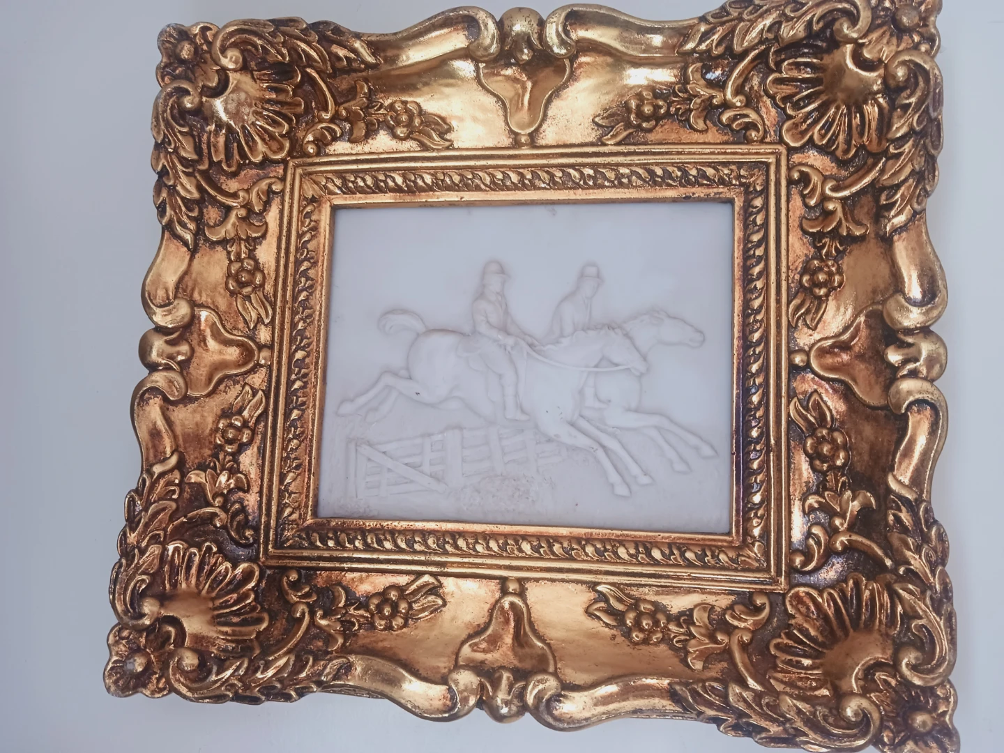 Antique Ornate Massive Frame with Horses Relief Artwork - photo 5