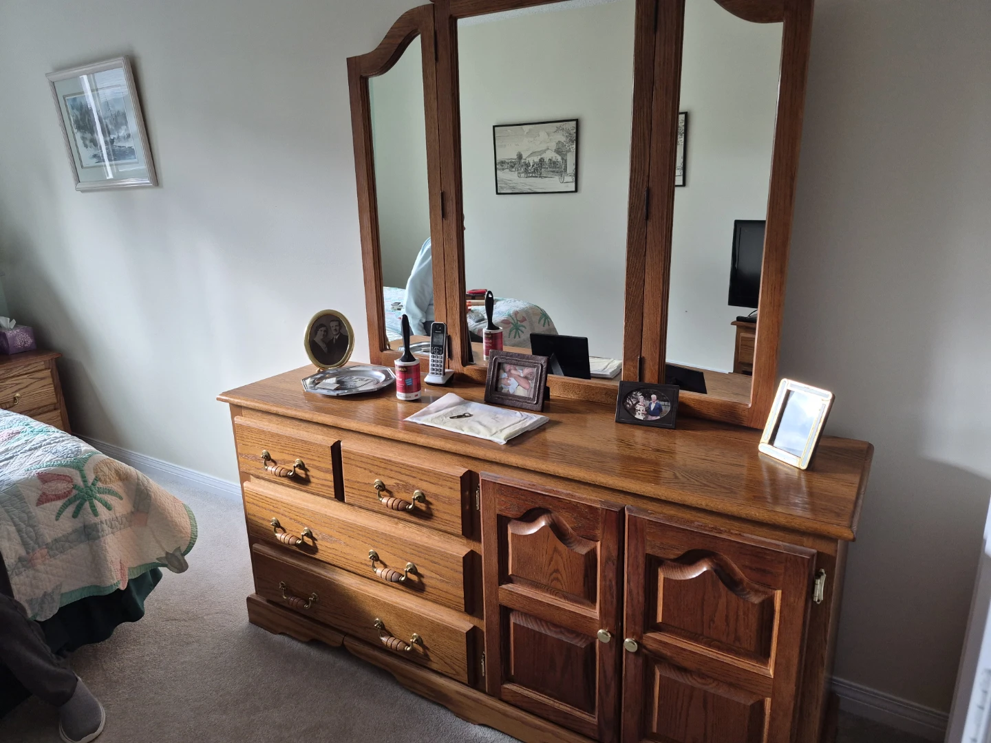 Wooden Dresser with Mirror