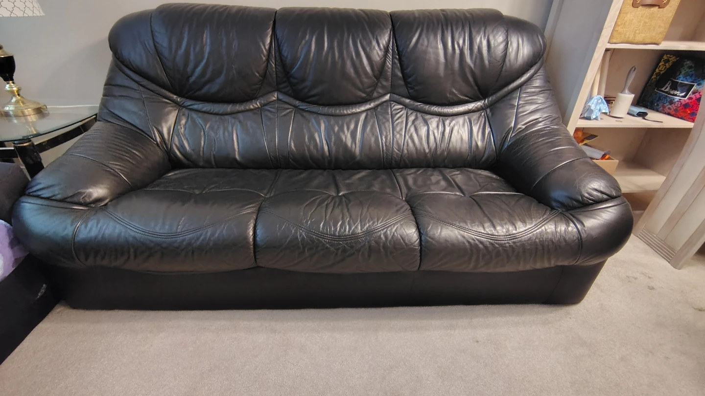 MACINI Black Leather Sofa - photo 2
