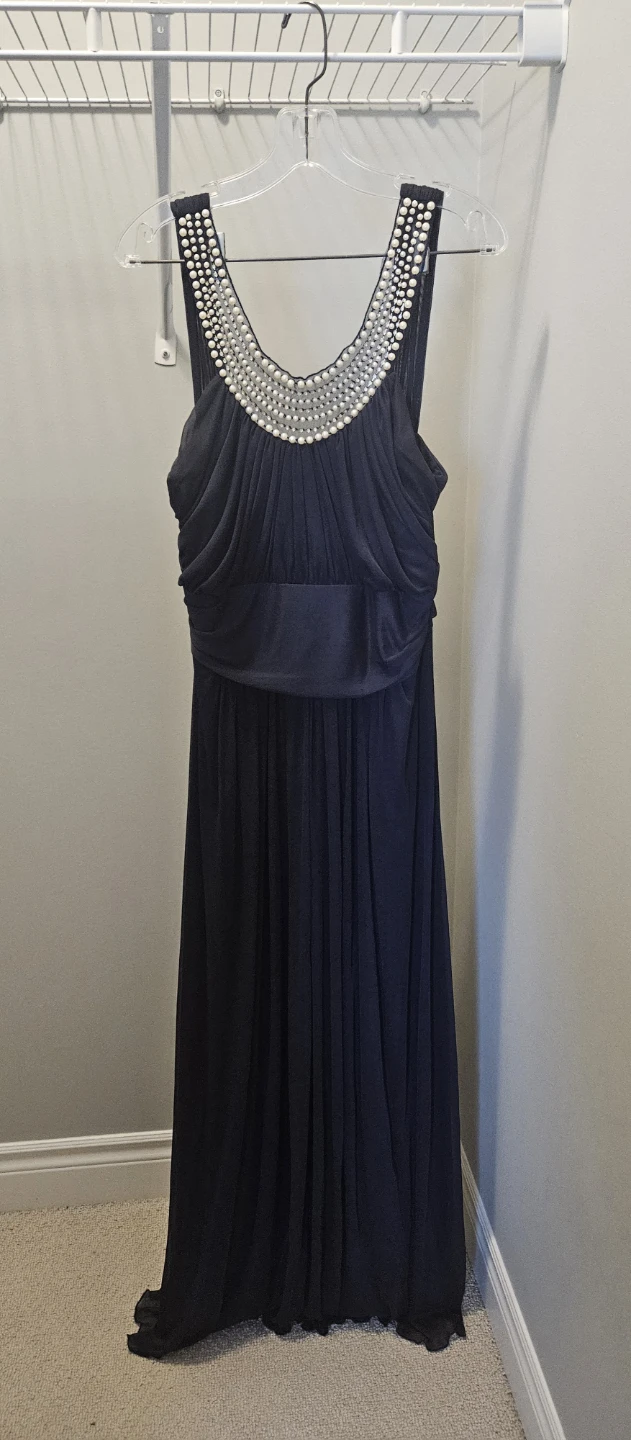 Navy Faux Diamond & Pearl Formal Dress - photo 4