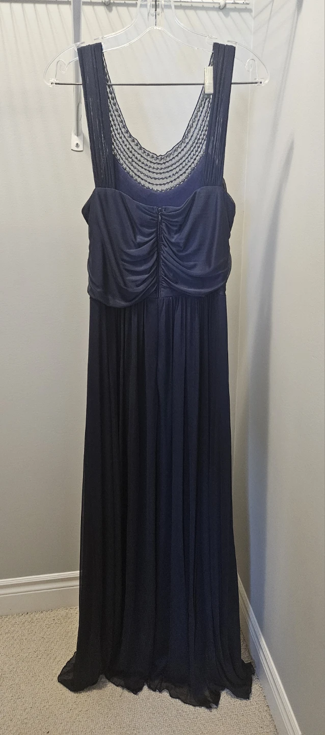 Navy Faux Diamond & Pearl Formal Dress - photo 5
