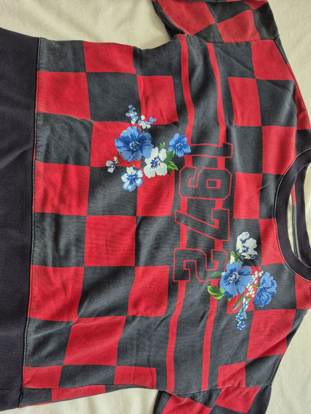 Maeve Anthropologie Red & Black Checkerboard Sweatshirt - photo 2