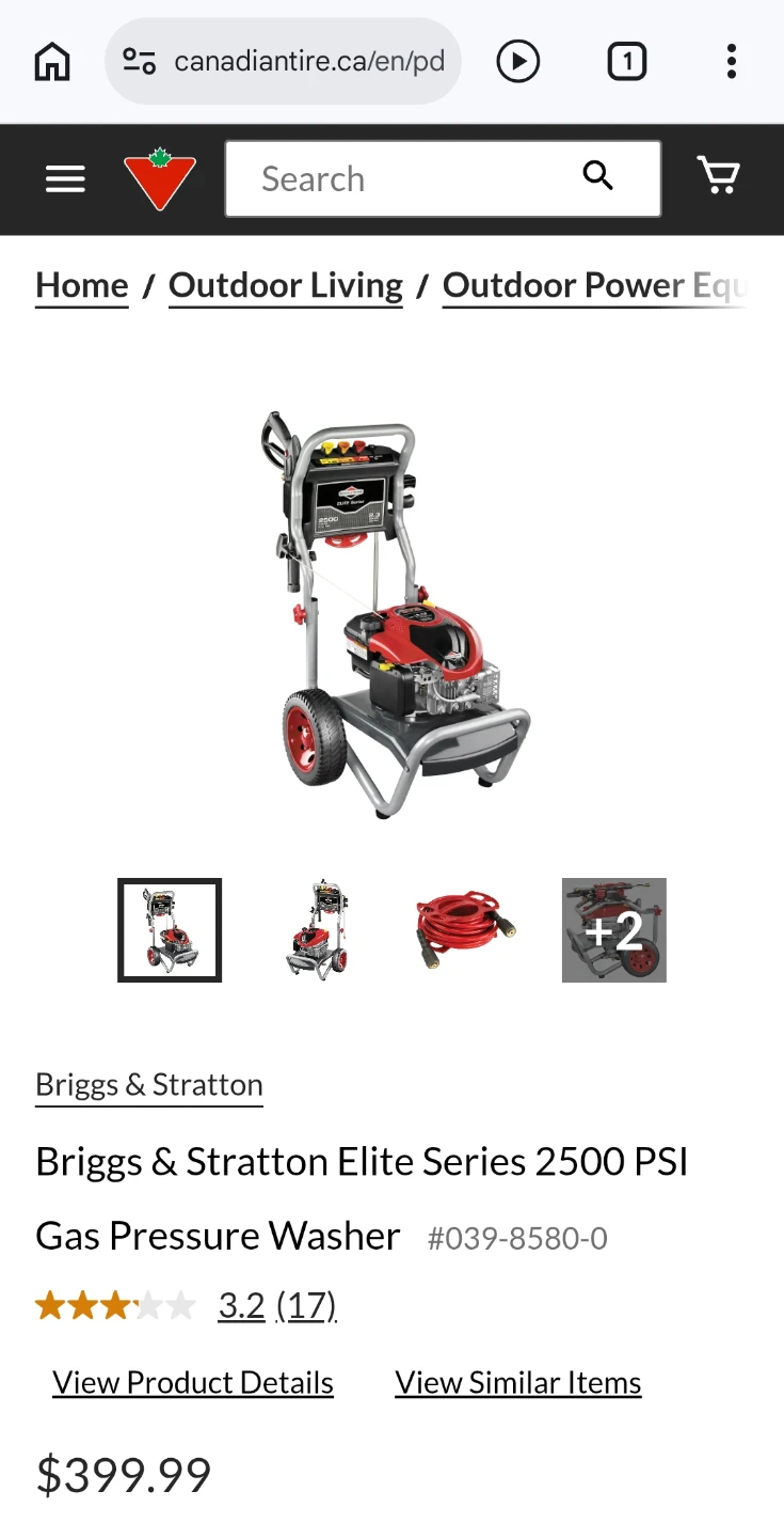 Briggs & Stratton Elite Series 2500 PSI Gas Pressure Washer