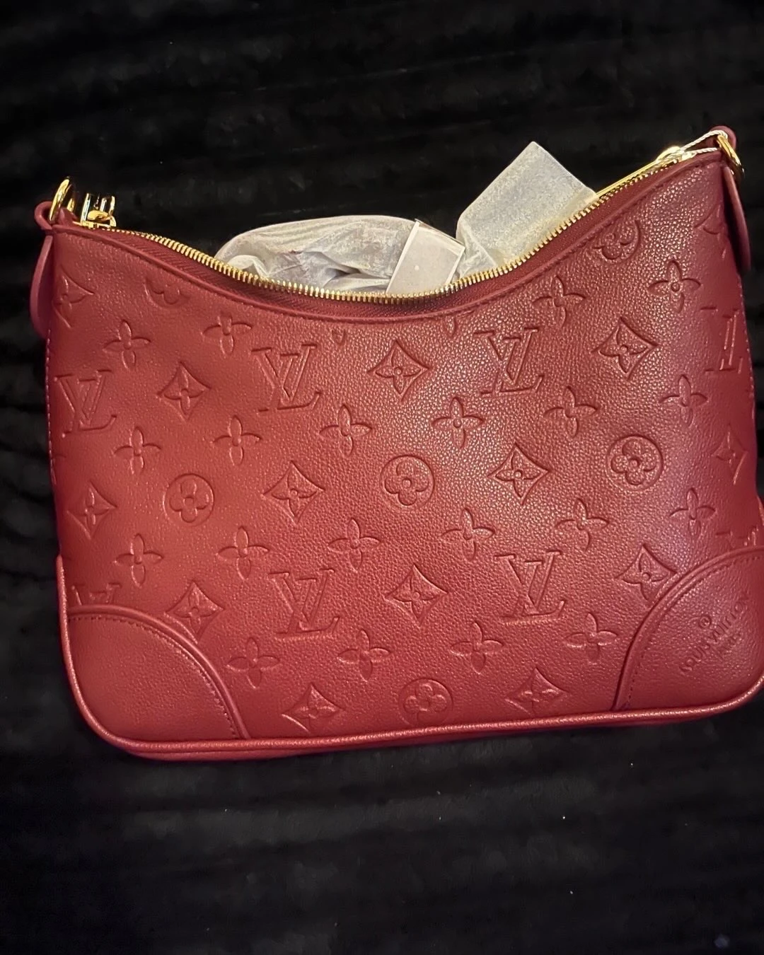 Louis Vuitton Red Monogram Leather Shoulder Bag
