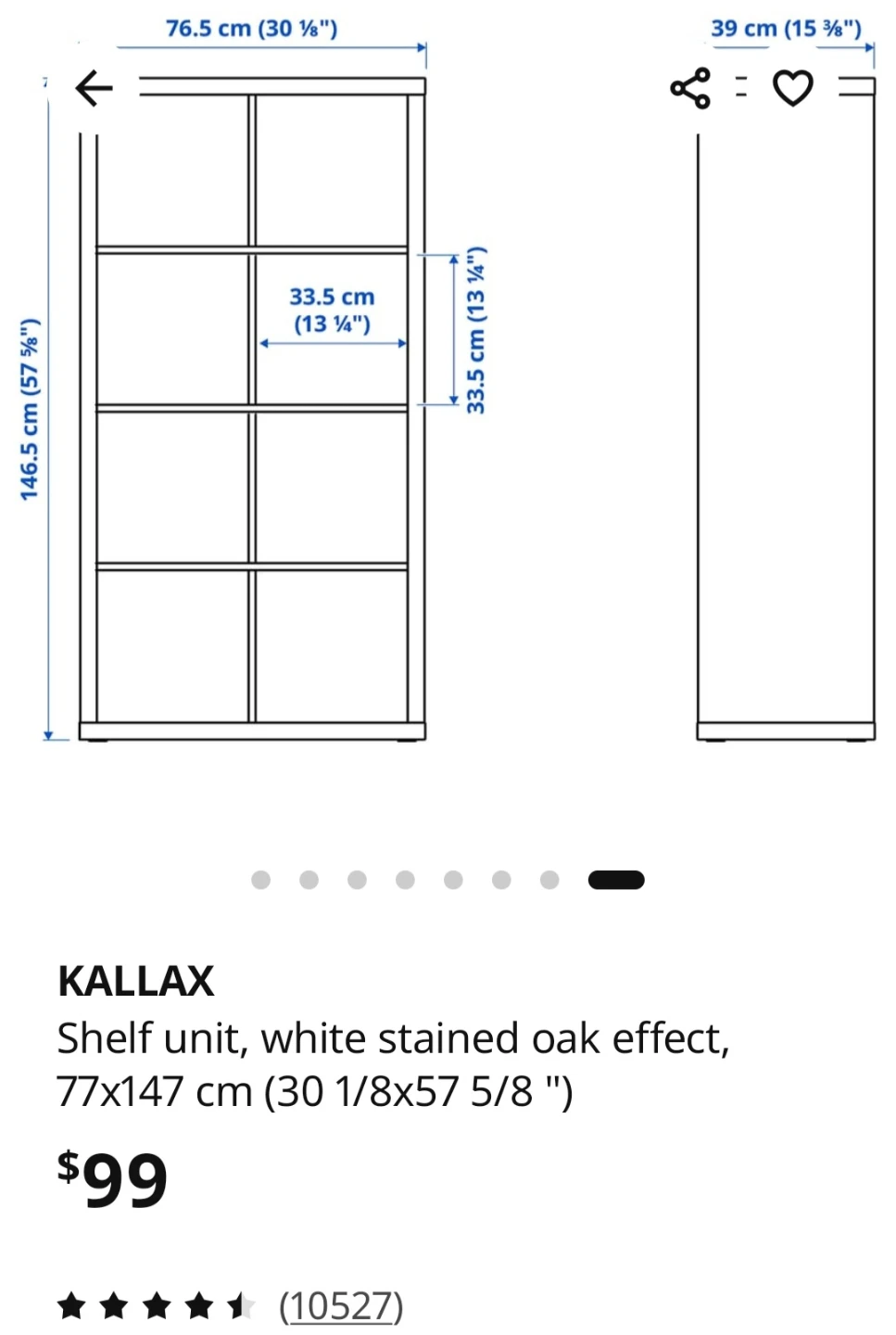 IKEA KALLAX Shelf Unit - White Stained Oak Effect - photo 3