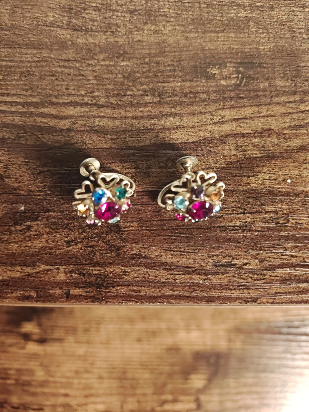 Vintage Screw-Back Earrings with Colorful Stones - photo 2