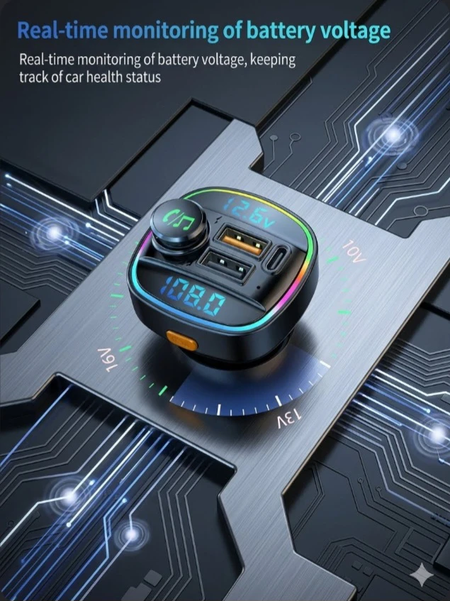 Car FM Transmitter Bluetooth 5.0 PD QC Charger - photo 3