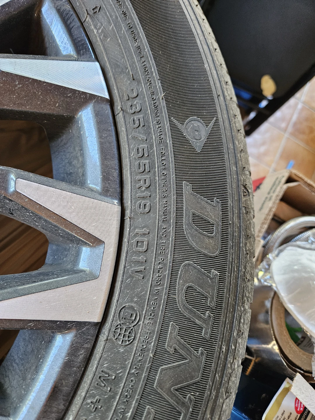 Set of 4 Dunlop Tires with original rims.  235/55R19 - photo 4