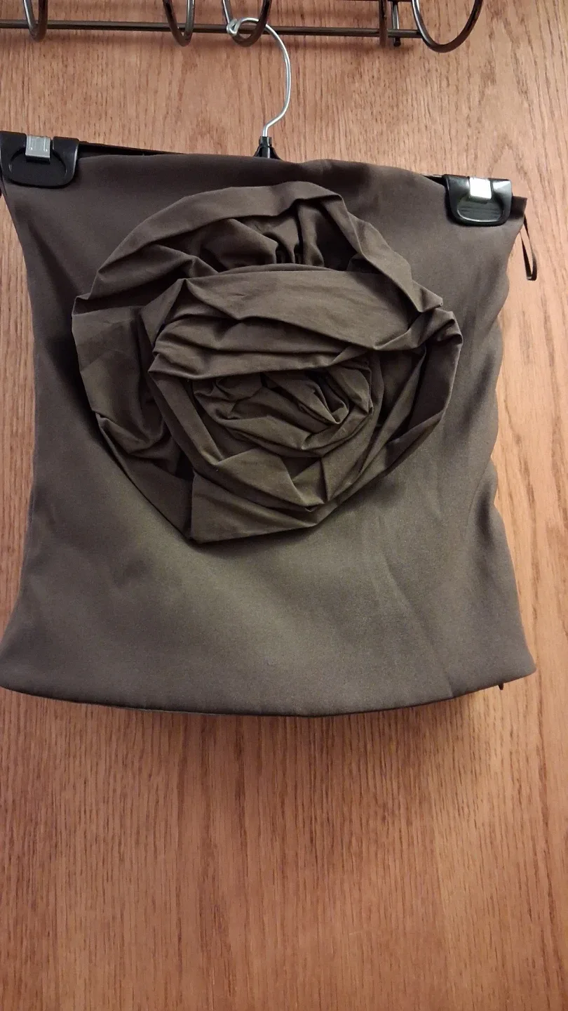 ZARA Brown Floral Embellished Banderas Top