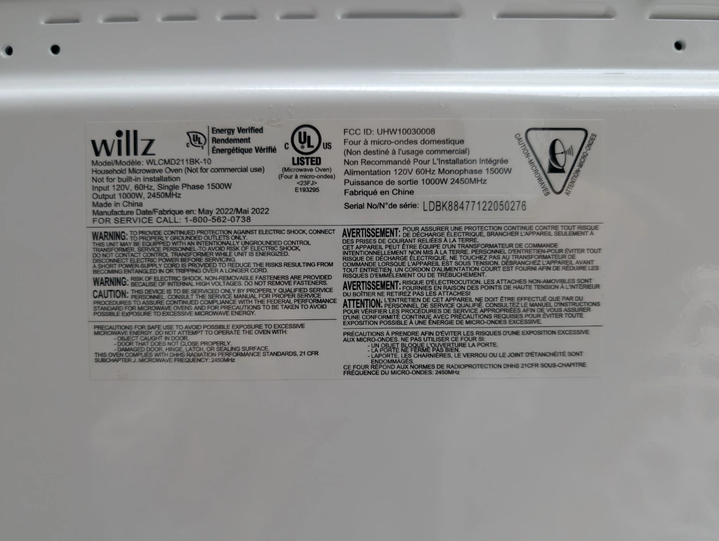 Willz Microwave Oven WLCMD211BK-10 1000W - photo 3