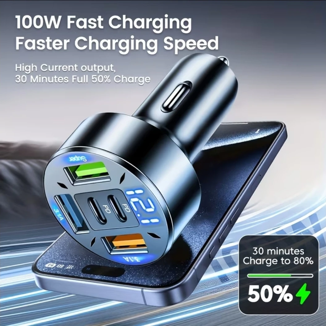 NEW 12V Quick3.0 Car Charger 3 USB + 2 PD w Voltage Detection - photo 3