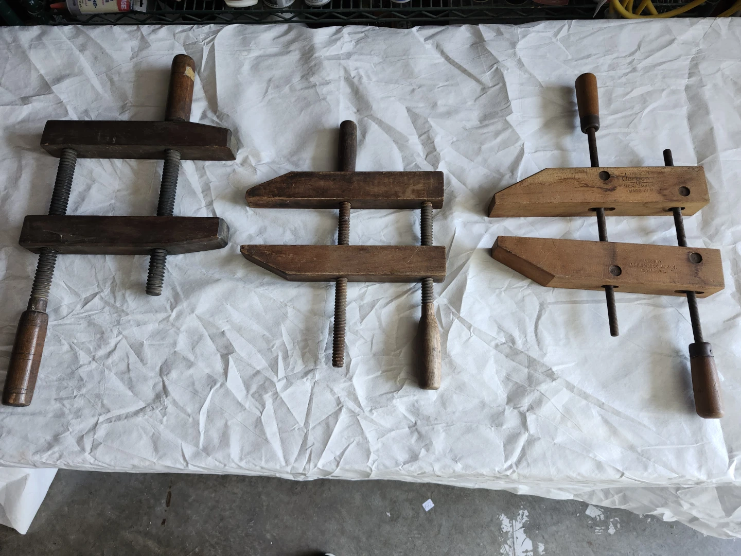 Set of 3 Vintage  Wood Clamps